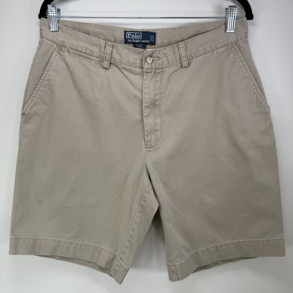 Vintage Polo Ralph Lauren Man's Chino khaki shorts Linen Size 33 - FLAWS see pic